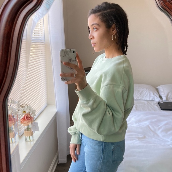 Vans Mint Tie Dye Water Wash Crewneck Cropped Sweatshirt Large - Picture 4 of 14